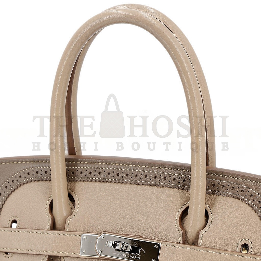 H**me5 BIRKIN 30 SWIFT TRENCH COAT GREY AND ELEPHANT GREY SILVER BUCKLE 10021 (30*22*15cm) Master Quality